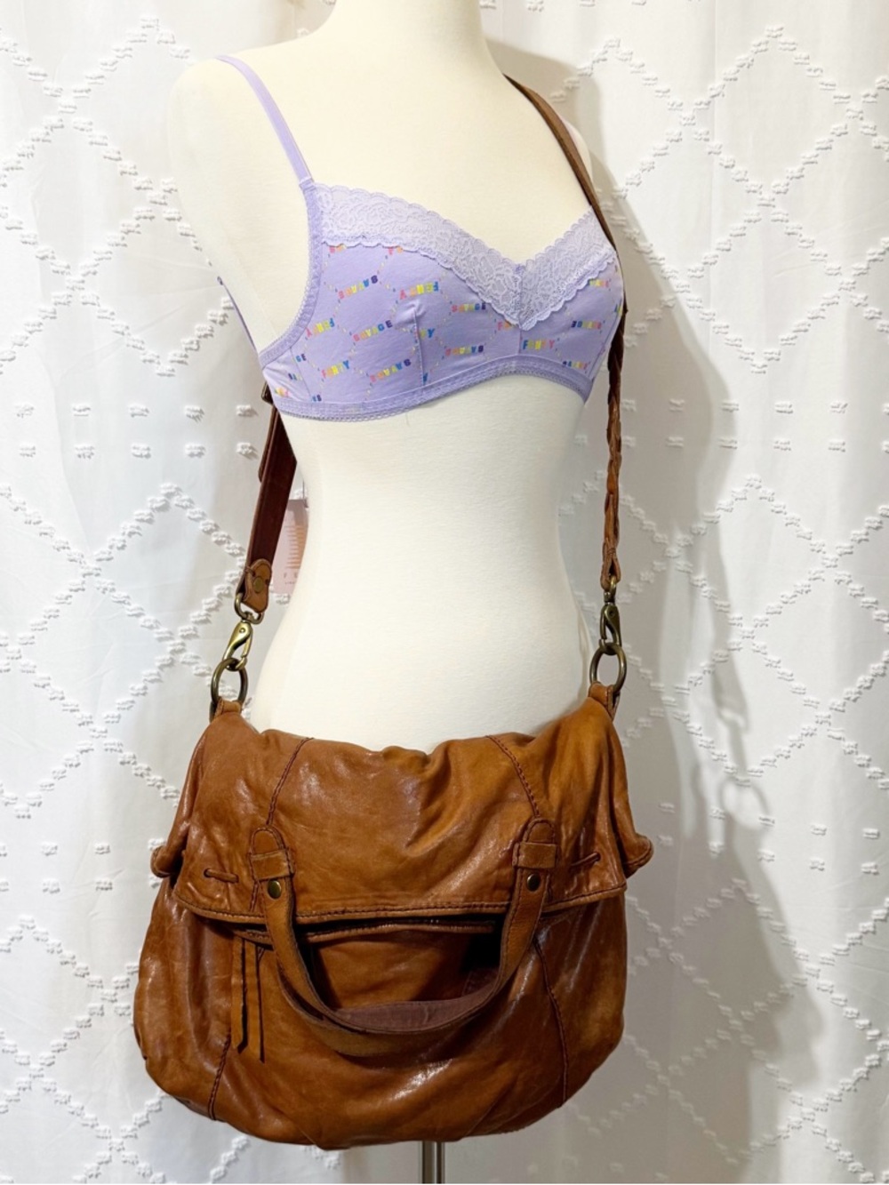 💎 143. Lucky Brand Foldover Leather Bag | $199 Retail Slouchy Crossbody